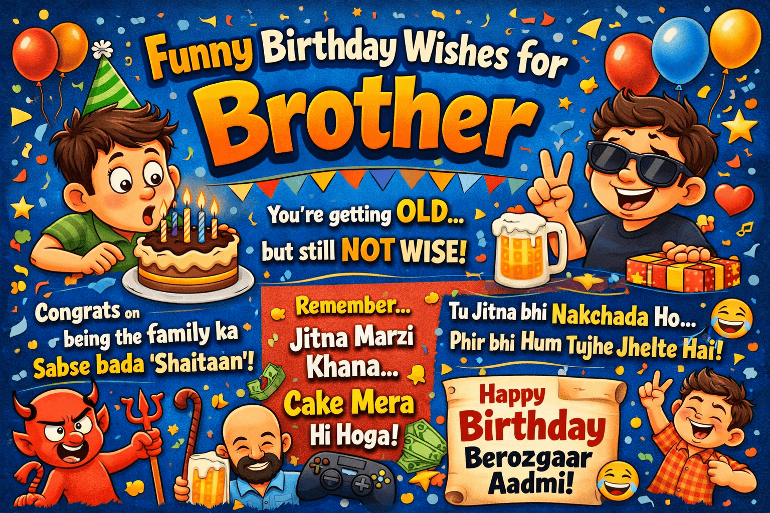 150+ Funny Birthday Wishes for Brother (Hilarious, Cheeky & One-Liners)