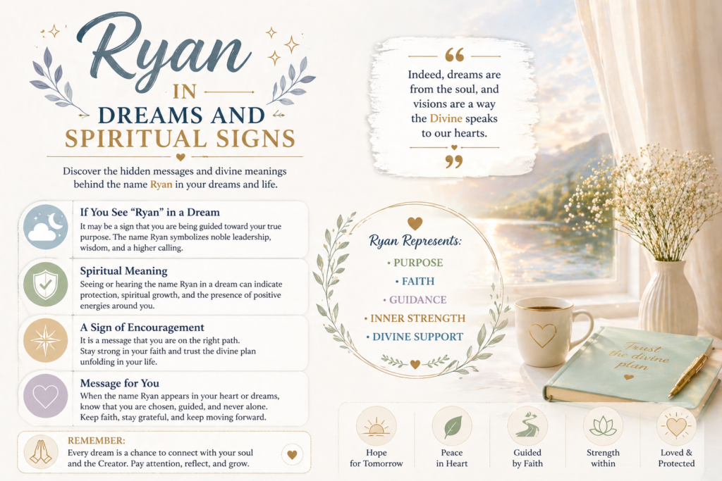Ryan in dreams and spiritual signs with soft pastel colors, window view, coffee cup, and inspirational quote.