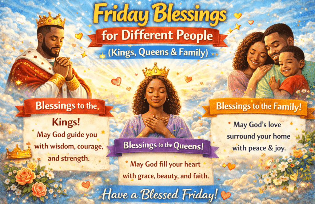 Royal Friday blessings for Kings and Queens with elegant floral background