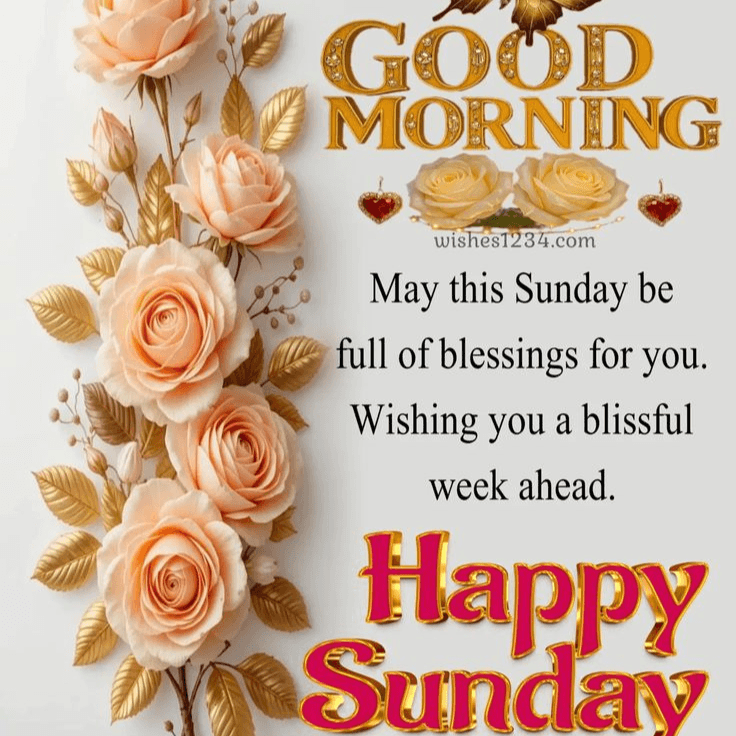 Beautiful Good Morning Sunday greeting image with a warm message for text sharing."
