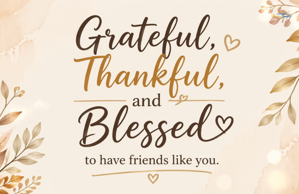 Grateful, thankful, and blessed quotes for friends.