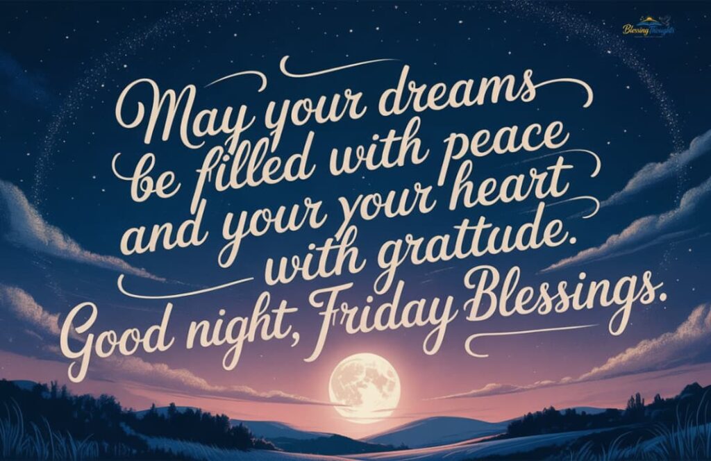 Heartfelt Good Night Friday Blessings for friends and family to enjoy a peaceful sleep.