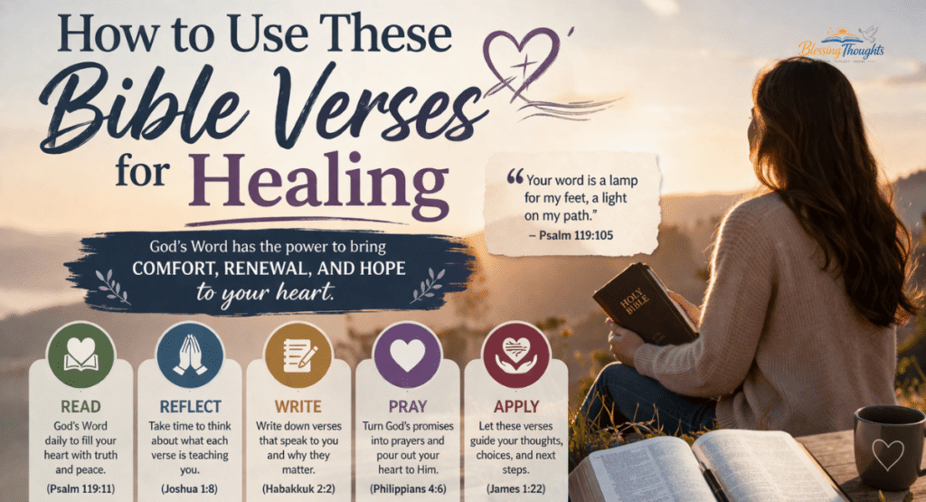 Practical guide on using Bible verses for emotional healing and daily prayer.