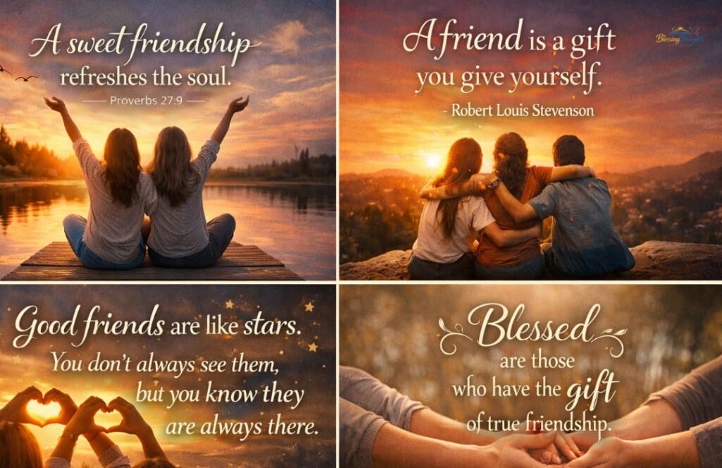 Famous inspirational quotes about friendship and blessings.