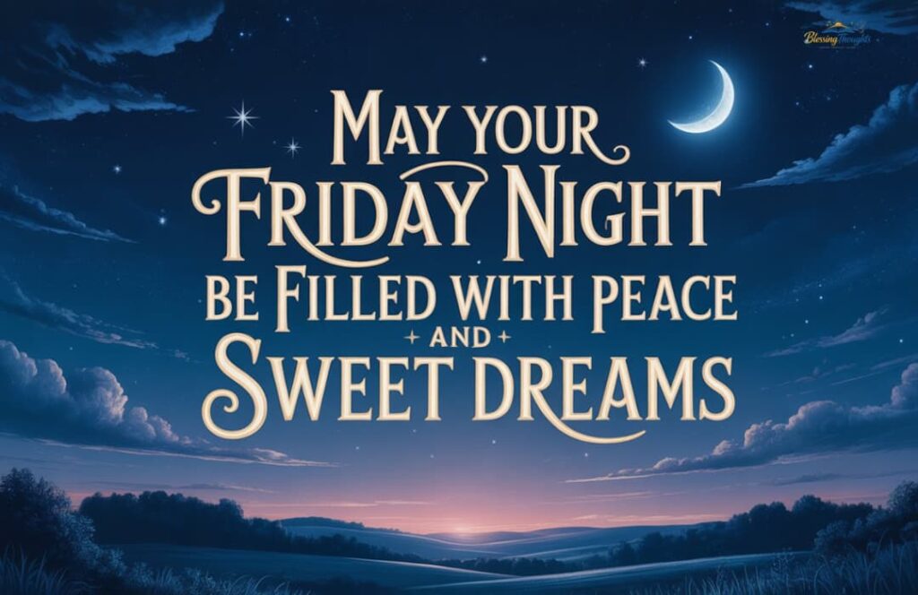 Inspirational Good Night Friday Blessings quotes for a peaceful and motivated sleep.