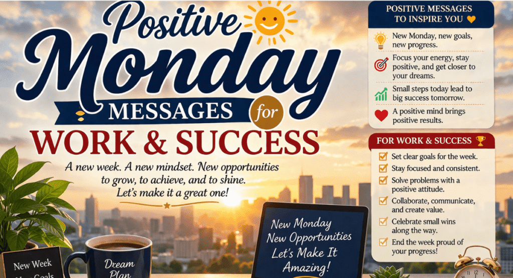 "Positive Monday message for work and professional success to boost productivity.