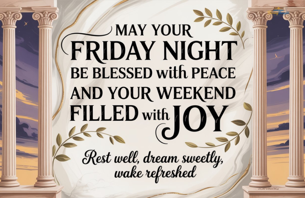 Short Good Night Friday Blessings messages for a peaceful night and restful sleep.