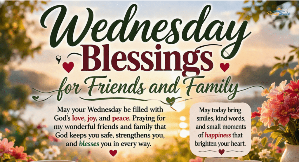 Heartfelt Wednesday blessings for friends with a warm greeting background"