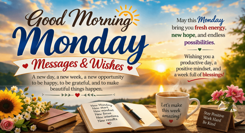 Good morning Monday wishes and messages to spread positivity and motivation.