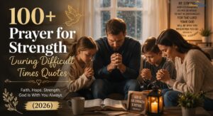 Inspirational prayer for strength during difficult times Quotes with calming background, hopeful message, and peaceful spiritual design.