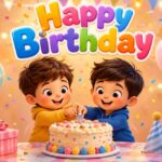 Beautiful celebration image with birthday cake, balloons, and colorful decorations featuring birthday wishes quotes for friends, family, and loved ones in 2026.