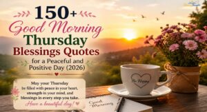 Good Morning Thursday blessings quotes image with peaceful sunrise, positive vibes, inspirational messages, flowers, and spiritual morning energy.