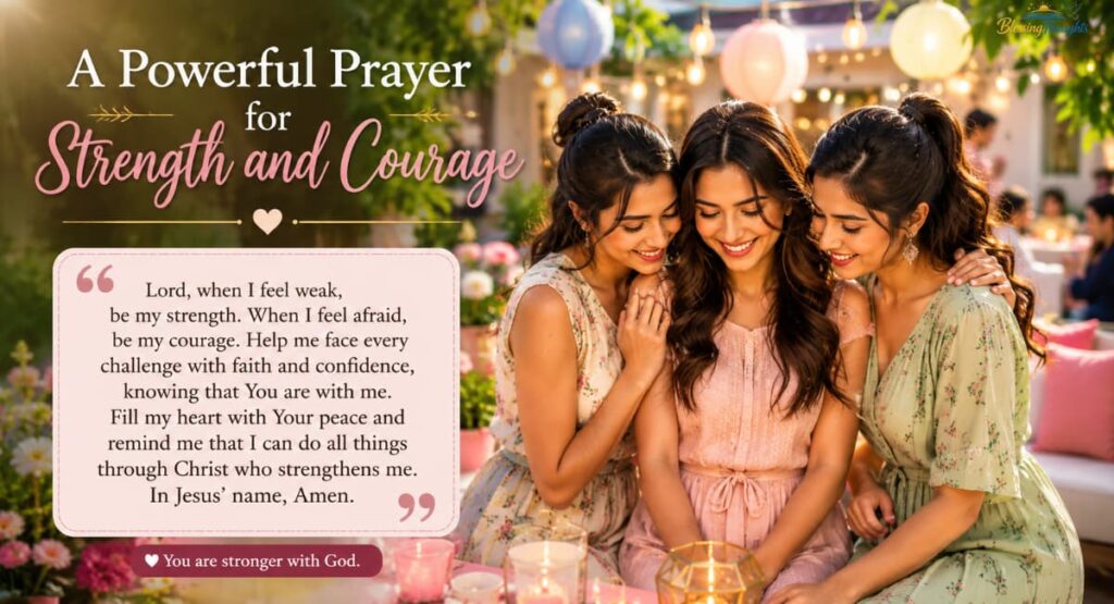 "Two women praying together for strength and courage, finding peace and connection through faith."
