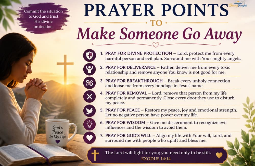A woman praying with her eyes closed, seeking a powerful prayer to remove an evil person from your life and find divine protection.
